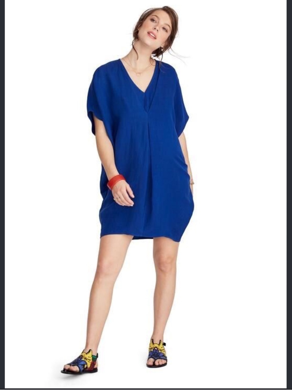 Hatch Maternity Blue Slouch Tunic Dress - Petite Small